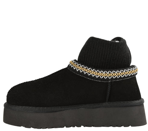 Ghete sport, dama, PASS COLLECTION, Z870006A, negru, piele intoarsa